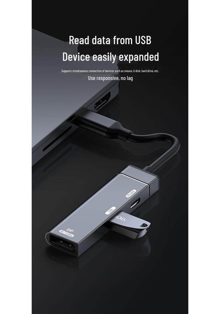4K 120 Гц HD Type-C DP Хаб: Зеркалирование экрана телефона/компьютера, Быстрая зарядка PD 60 Вт, Кабель-адаптер OTG