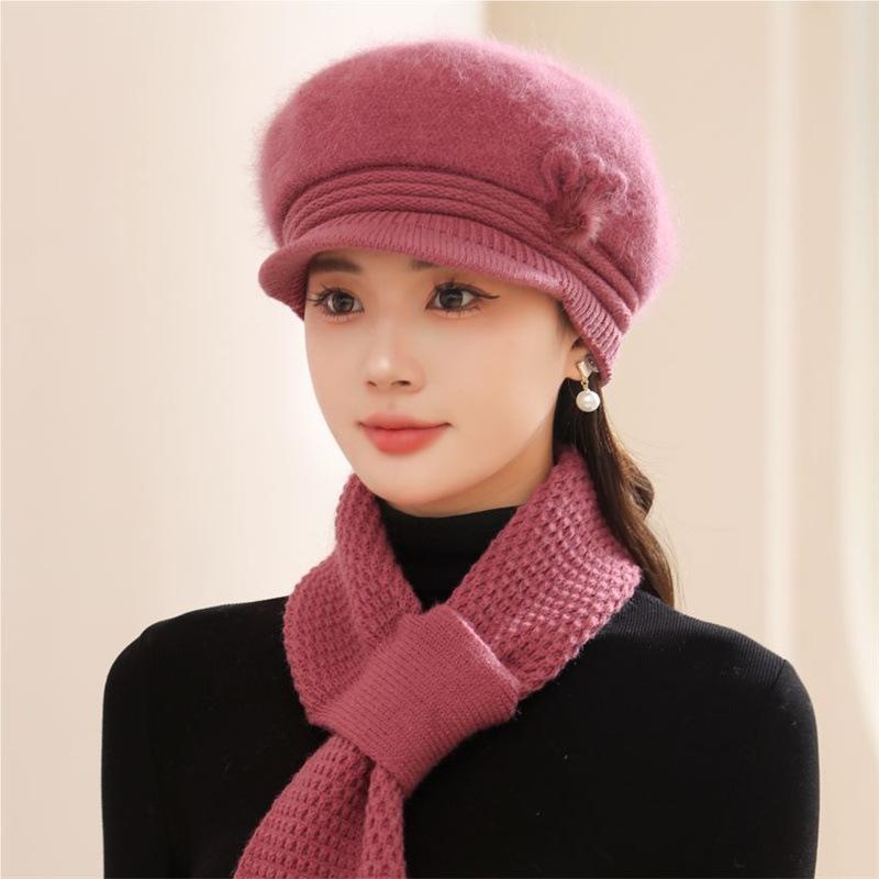 Шапка женская осенне-зимняя утепленная шапка модная защитная шапка для ушей плюшевая универсальная шерстяная шапка вязаная шапка