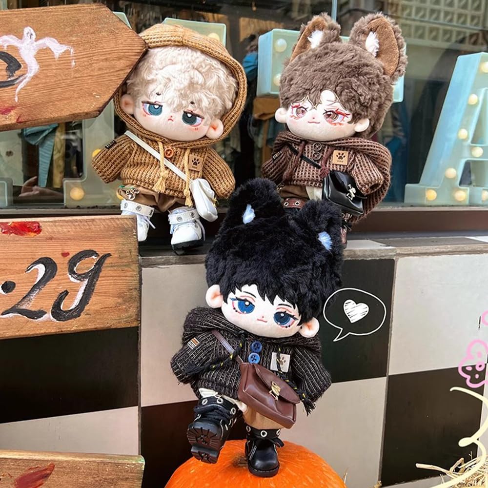 Nianniyhouse 10 см 15 см 20 см Мягкая одежда Шерстяная парка Брюки Рюкзак Очки Кожаная обувь Костюм с цветными блоками Одежда для кукол из хлопка Нарядная одежда (Тьма