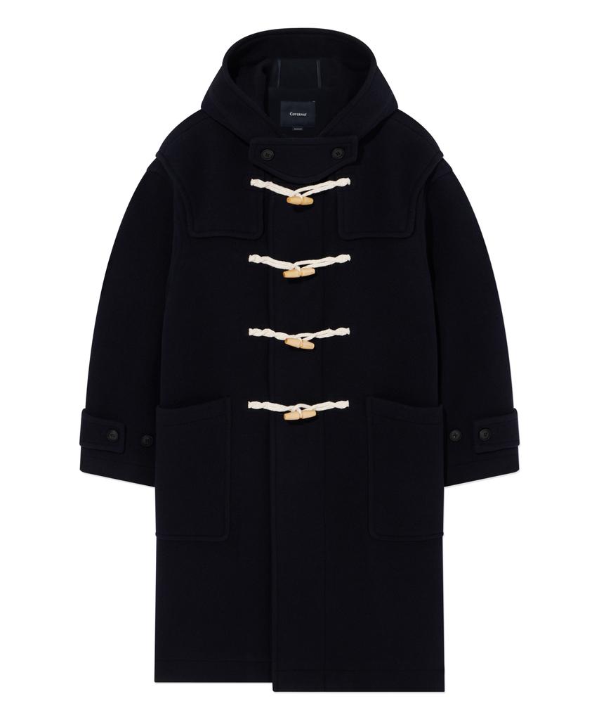 Covernat Wool Hooded Duffle Coat Dark Navy