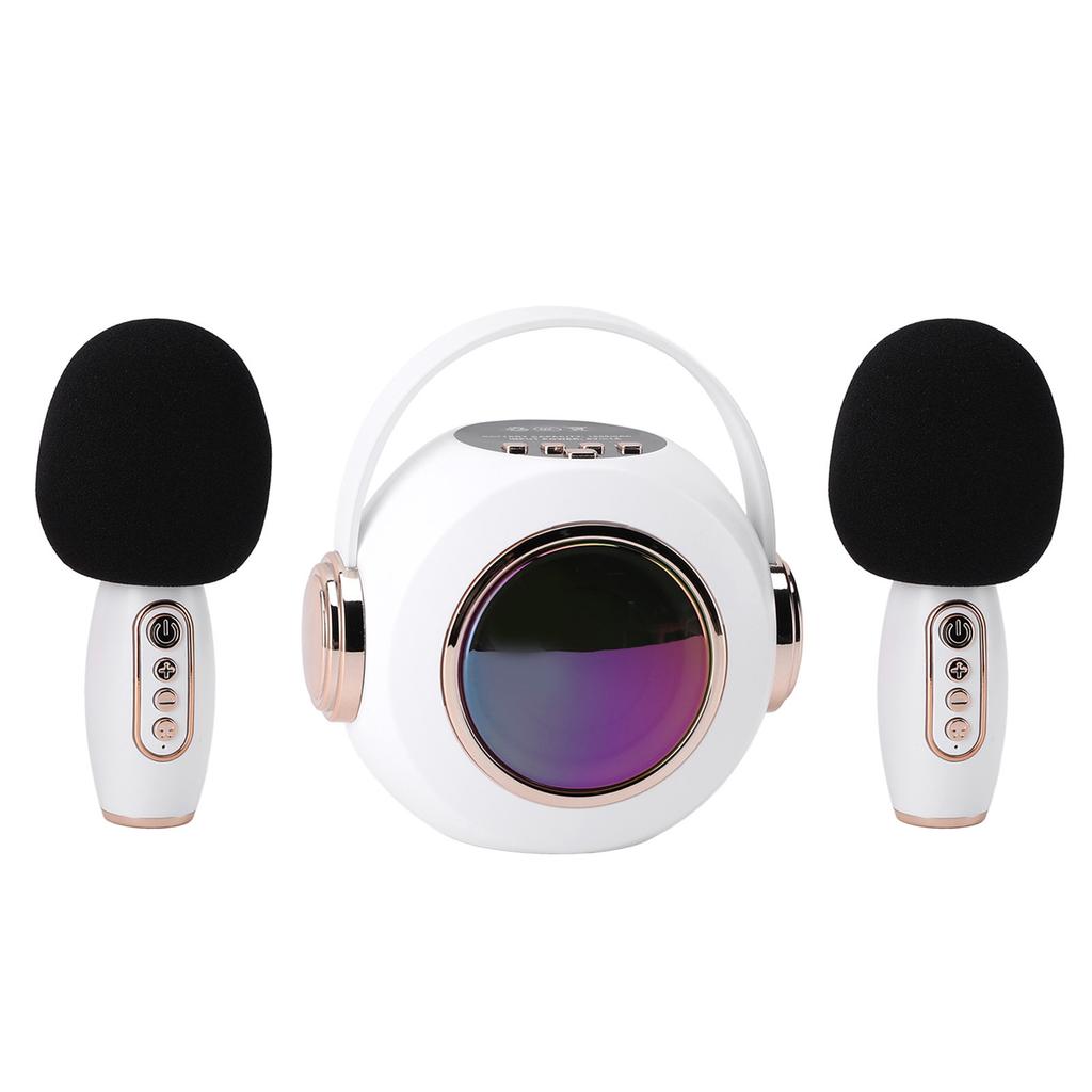 Детский микрофон динамик портативный беспроводной Bluetooth караоке динамик для детей ледяной белый двойной