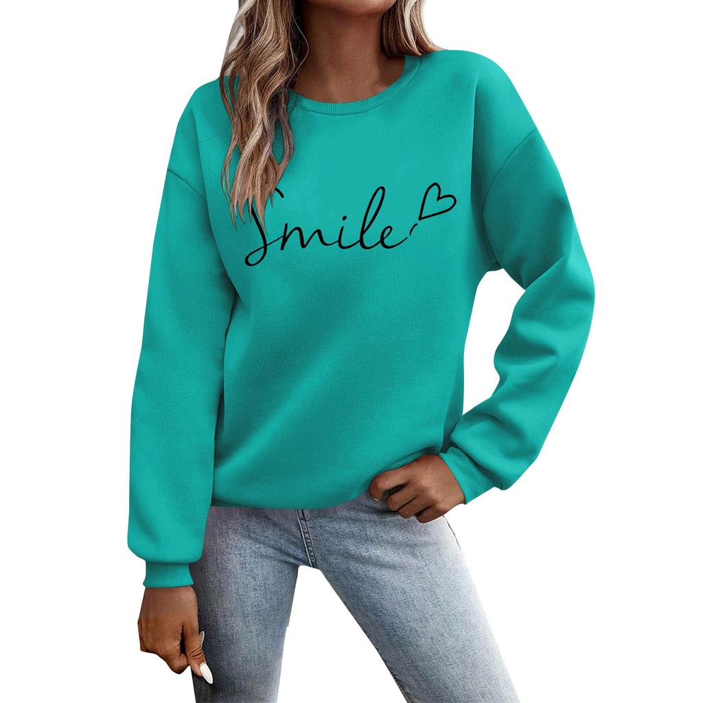 Women's Autumn And Winter Round Neck Long Sleeve Top Small Printed Casual Sweater