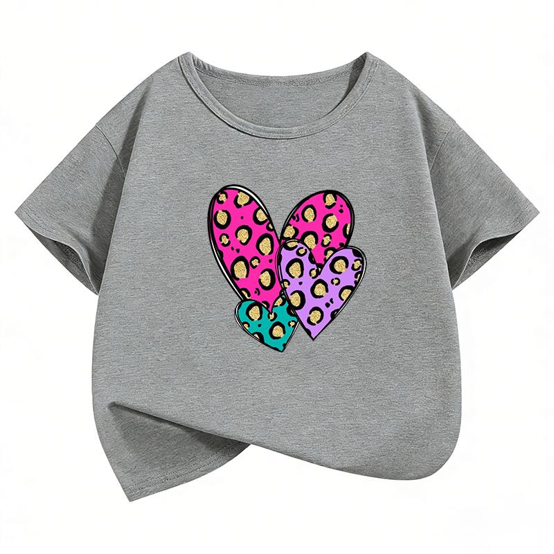 Fashion love heart Design TShirt Printed T Shirt Girls Summer Clothes Short Sleeve Tops TShirts Cute boys Clothing
