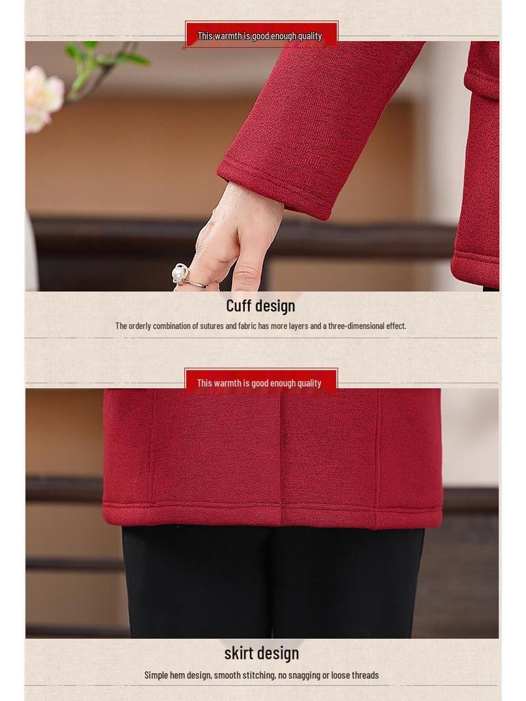 Осенняя верхняя одежда: Топ в стиле тан, вязаный кардиган и зимняя одежда на флисовой подкладке для женщин среднего и пожилого возраста