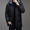Winter Mid-length Down Jacket Men's Hooded Warm Loose Thickened Jacket 90% White Duck Down Jacket for Men