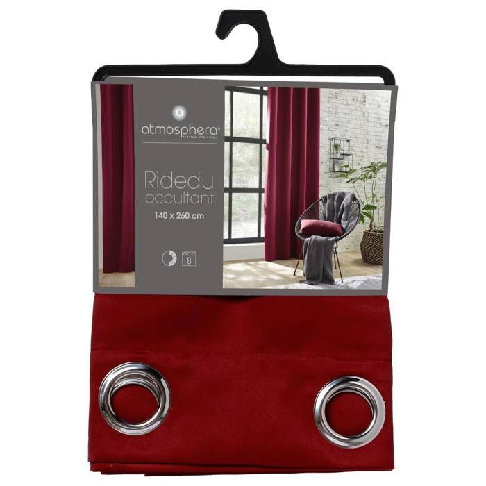Rideau occultant rouge 140x260cm - Atmosphera createur d'interieur