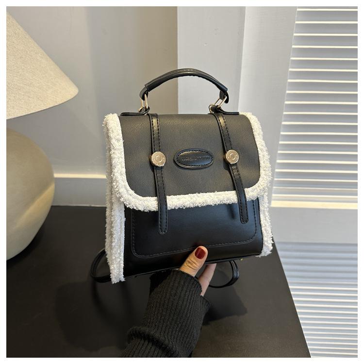 Осенне-зимний контрастный цвет ретро рюкзак сумка женская 2024 новый простой иностранный стиль одно плечо сумка повседневная сумка-мессенджер