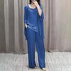Women's Casual Suit Splicing Top Wide Leg Pants Loose Outfit for Home Party Office Round Neck Batwing Sleeve Commuting Suit