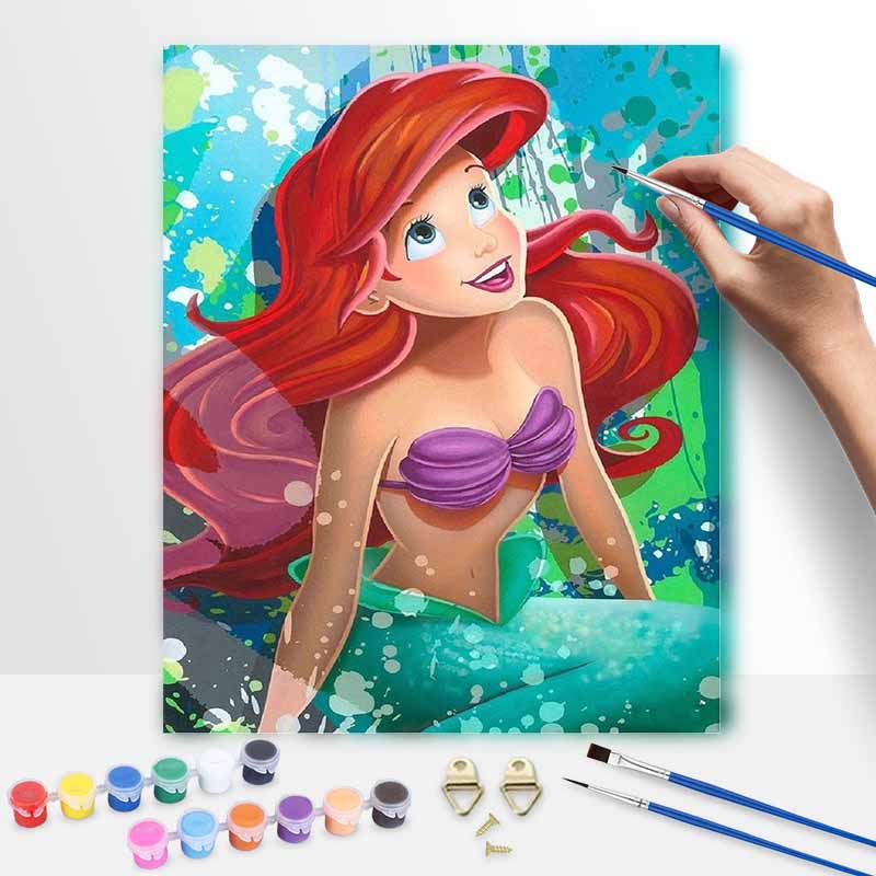Disney The Little Mermaid Ariel oil painting digital painting art kit handmade diy painting home decoration gift