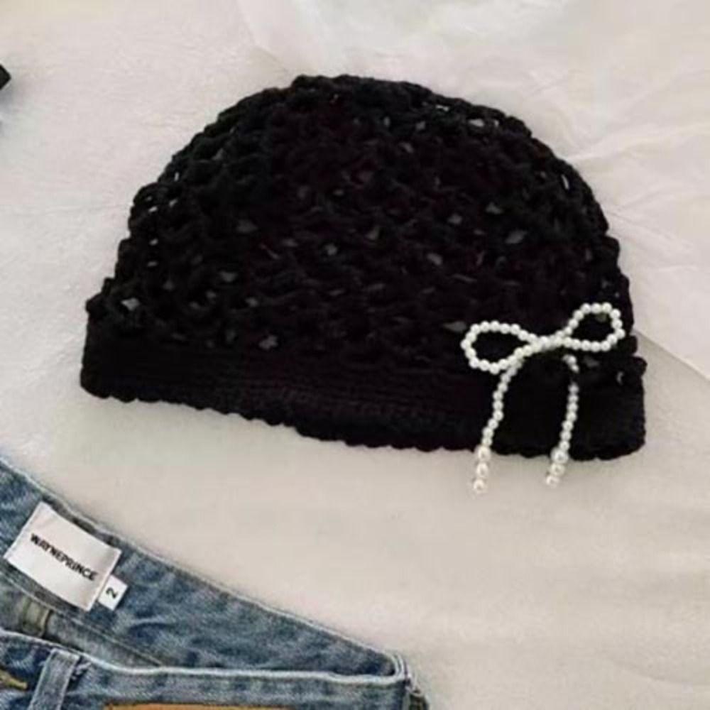 Weave Cap Tassel Pullover Hat Bohemian Korean Crochet Cap Vintage Hollow Knitted Beanies Hat  Women