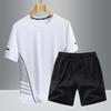 Быстросохнущий мужской летний комплект из двух предметов из искусственного шелка с короткими рукавами, свободный и дышащий, для фитнеса и бега