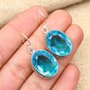 Awesome Blue Topaz Gemstone Handmade 925 Solid Sterling Silver Earrings For Wedding Gift
