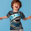 Kids Clothes Boys Tshirt Short Sleeve 3D Shark Print Children Summer Clothes Casual Stylish Round Neck Girl Clothes Top Shirts