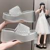 Fashion 2025 Summer Hollow Out Mesh Wedge Sandals Women Peep Toe Chunky Platform Slippers Woman Non Slip Thick Bottom Outdoor Slides