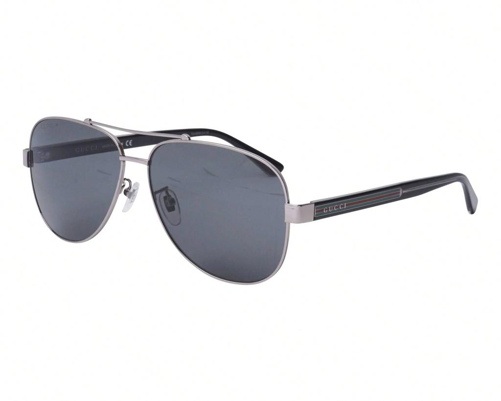 Gucci GG0528S 007 Мужские Авиаторы - Серебряная Металлическая Рамка и Серые Линзы