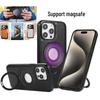 Чехол-держатель с магнитным кольцом для iPhone15ProMax с поддержкой беспроводной зарядки MagSafe и защитным чехлом с боковой наклейкой