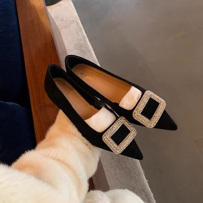 Виноградная мать весна новая корейская драма героиня~ изысканная сверкающая бриллиантовая пряжка темперамент маленький острый носок мелкий вырез плоская подошва одиночный