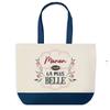 Tote bag - PLANETEE - Manon la plus belle - fond bleu - coton 40x45 cm - Fabriqué en France