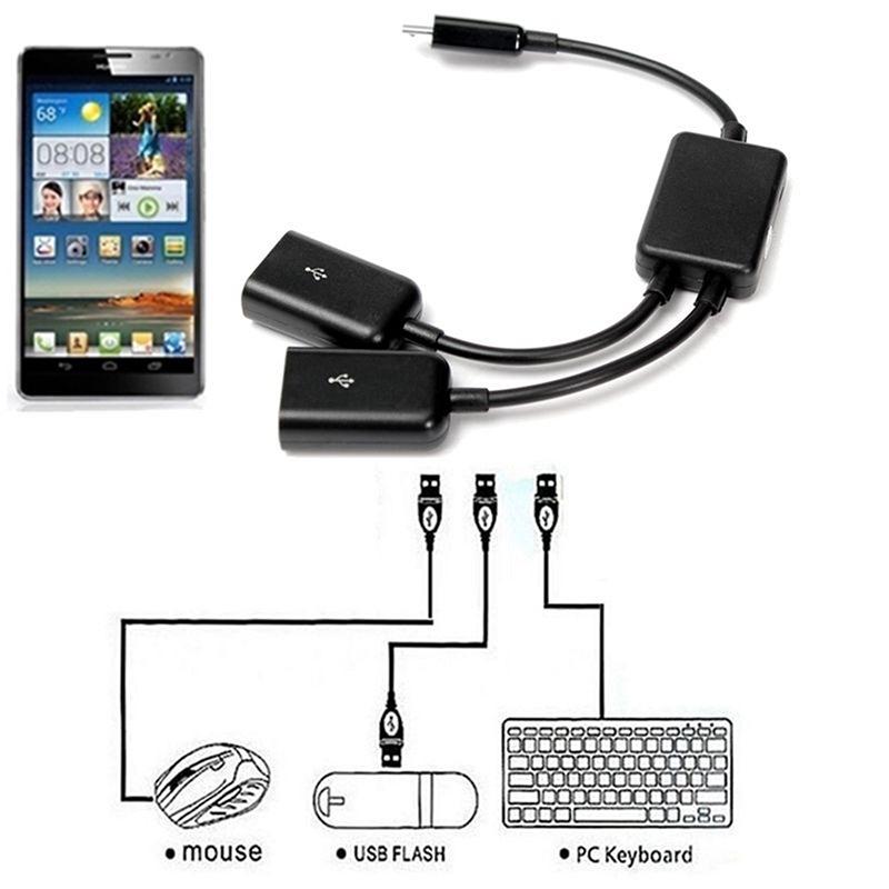 Двойной Micro Usb Otg Hub Host адаптер кабель для планшетного ПК и смартфона