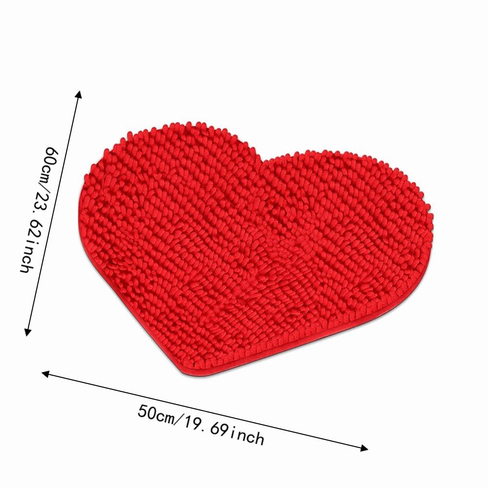 Chenille Red Heart Shaped Chenille Floor Mat Balcony Indoor Decorative Heart-shaped Carpet
