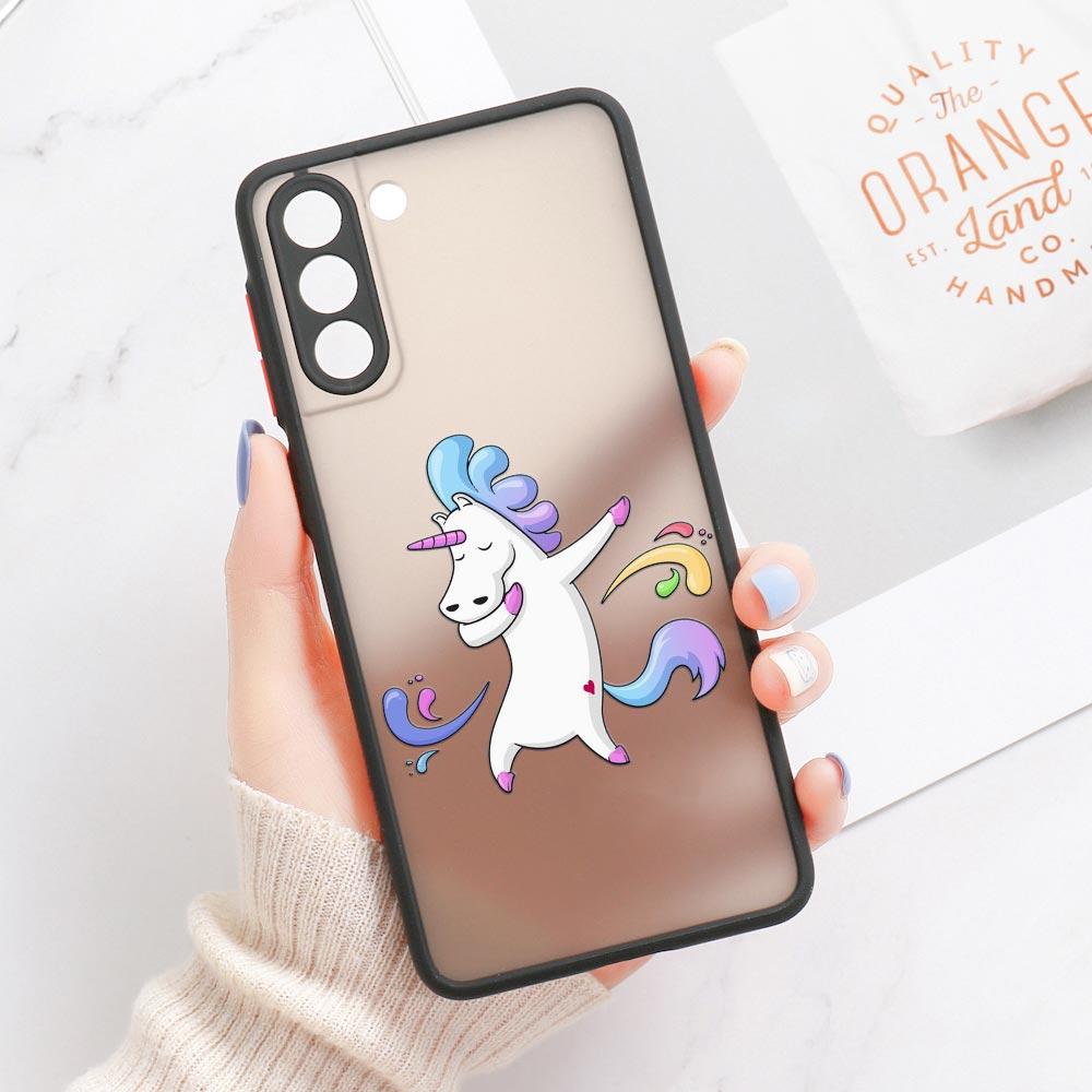 Чехол S23 Ultra для Samsung Galaxy S23 S22 Ultra S20 S21 FE Plus S10 Lite S24 Чехол для телефона Матовый Прозрачный Чехол Забавные Единороги Радуга