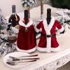 Creative Christmas Wine Bottle Cover Velvet Dress Clothes Set Wine Bottle Ornaments Bag Xmas Party Dinner Table Decoration Gifts