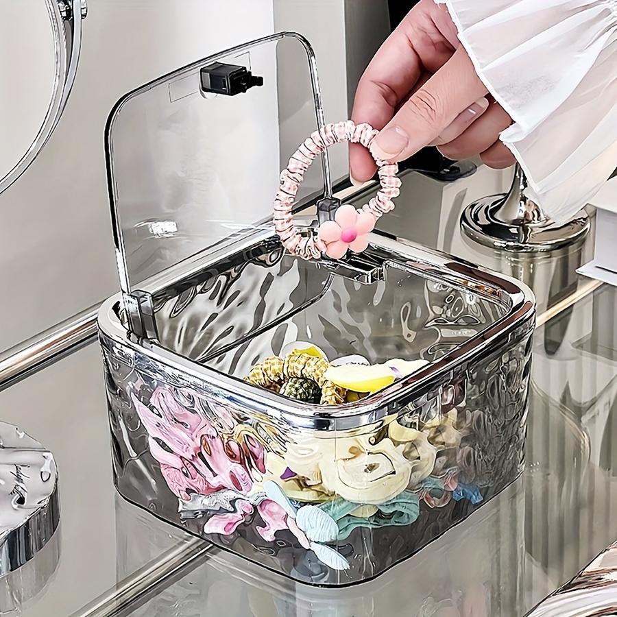 Прозрачный акриловый ящик для хранения аксессуаров для волос с крышкой, водонепроницаемый ящик для хранения резинок для волос, ватных палочек и шпилек - многофункциональный контейнер для ванной