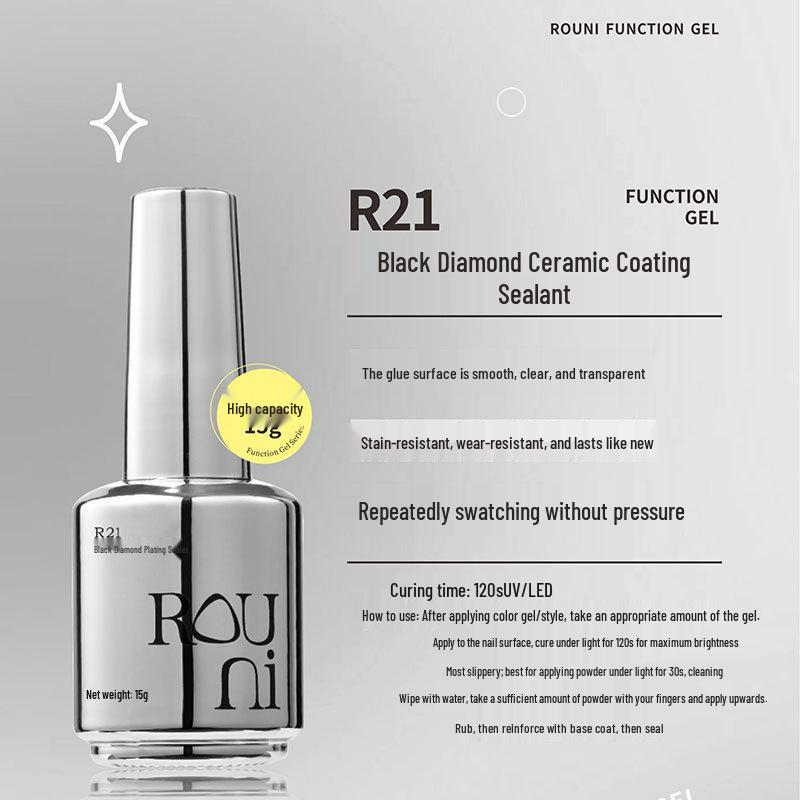 Гель-лак для ногтей Rouni R21 Black Diamond Crystal Seal: Супер яркий, износостойкий, устойчивый к пятнам гель для нейл-арта.