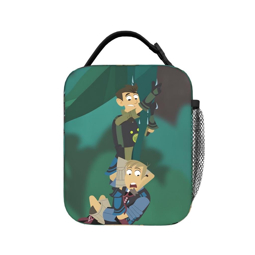 Сумка для ланча Wild Kratts Школьный ланч-бокс для мужчин Винтажный принт Термосумки для обеда Оксфордская портативная сумка-холодильник на молнии