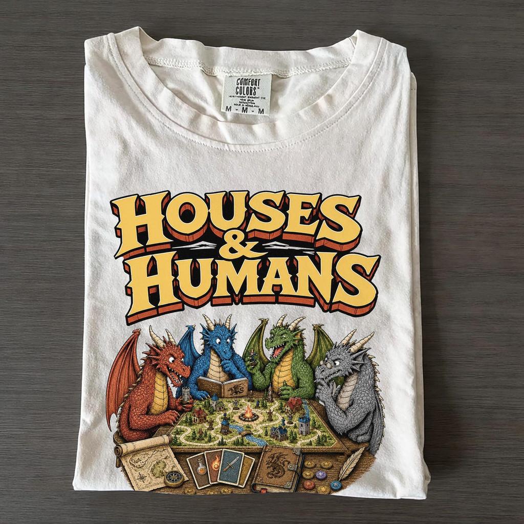 Houses & Humans Dragons Board Game Shirt, Tabletop Gamer Apparel Tee