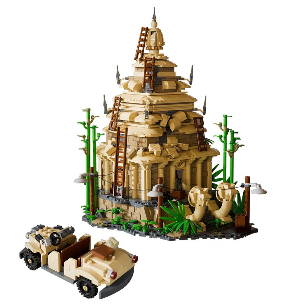 Gobricks MOC Приключения Индианы Джонса Храм Запретного Глаза Блоки Транспортный Средство для Перевозки Личного Состава Строительные Блоки Подарок