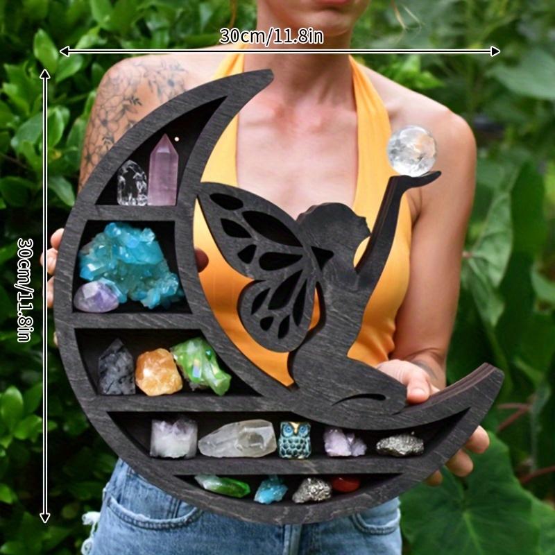 Кристальная Деревянная Полка Луна Полка для Дисплея Кристаллов Плавающая Полка Полка для Кристаллов Полка Полумесяц ЛунаФея