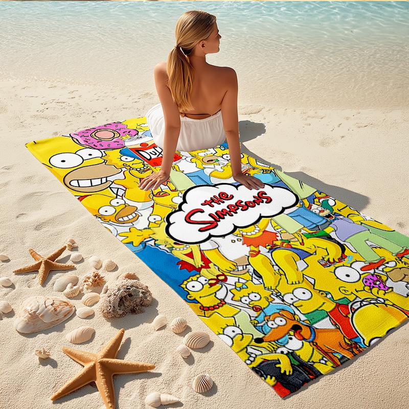 1Pc Simpsons Family Adventure Beach Towel, Quick Dry, Multi-Use for Beach Pool Gym Yoga Home Travel, Christmas, Halloween, Xmas Gift S788