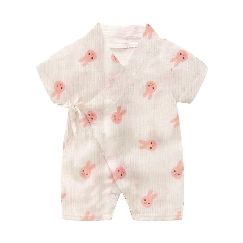 KIDDIEZOOM Infant Boy Girl Cute Print Short Sleeves Soft and Breathable Crepe Print Bodysuitfor Summer