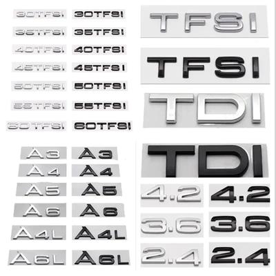 3D ABS Car Rear Trunk Logo Sticker 2.0 3.0 4.0 30 35 40 45 50 55 60 TFSI TDI V6t 2.0T for F2 A1 A3 A4 A5 A6 A7 A8 Q2 Q3 Q5