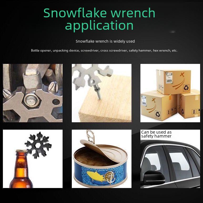 Многофункциональный гаечный ключ Douyin 18-в-1 в форме снежинки — легкий, портативный стальной восьмигранный и шестигранный инструмент
