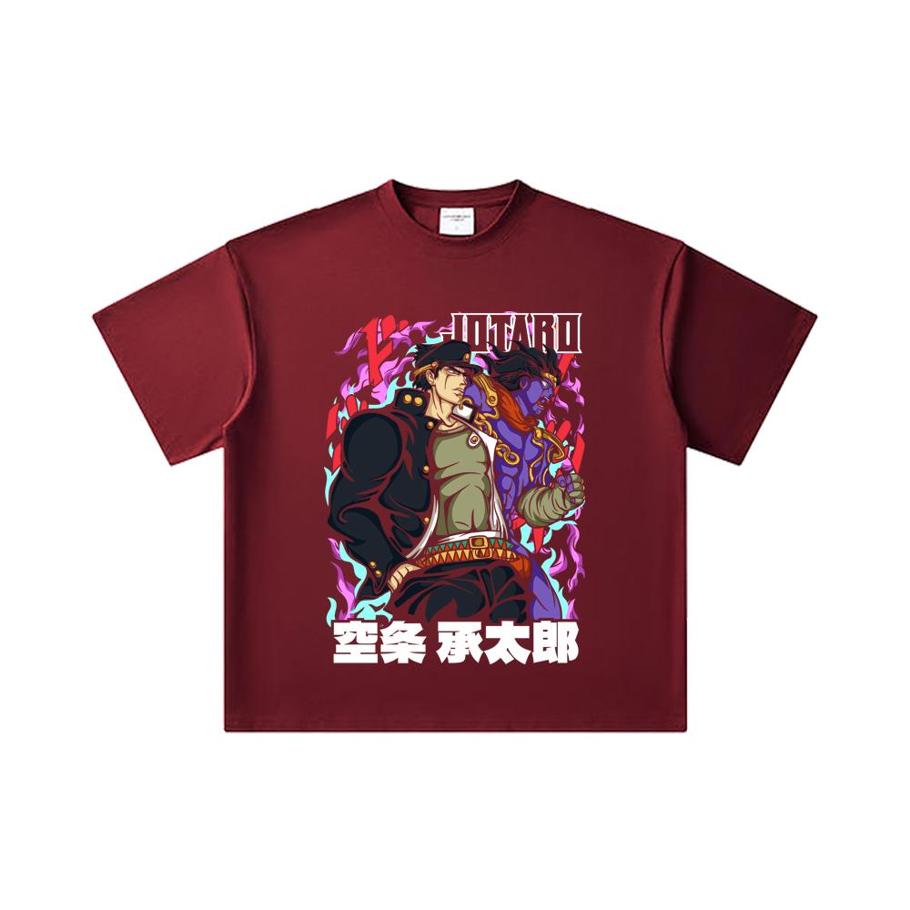 260 GSM Double Yarn 32 Count 100% Cotton Jojos Bizzare V2 Jotaro Print Unisex Heavy Cotton T Shirt… More