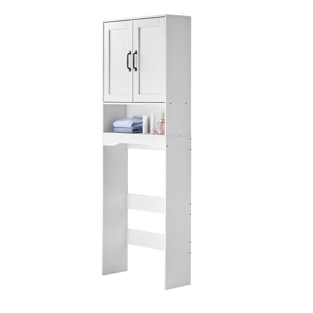 VEVOR Over The Toilet Storage Cabinet, 165.1 cm Height Bathroom Storage Organizer with Double Door and Adjustable Shelf