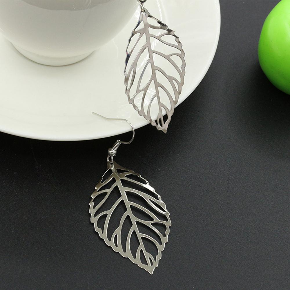 SUMENG 2024 New Fashion Jewelry Hollow Metal Leaf Dangling Long Statement Drop Earrings For Women Gifts