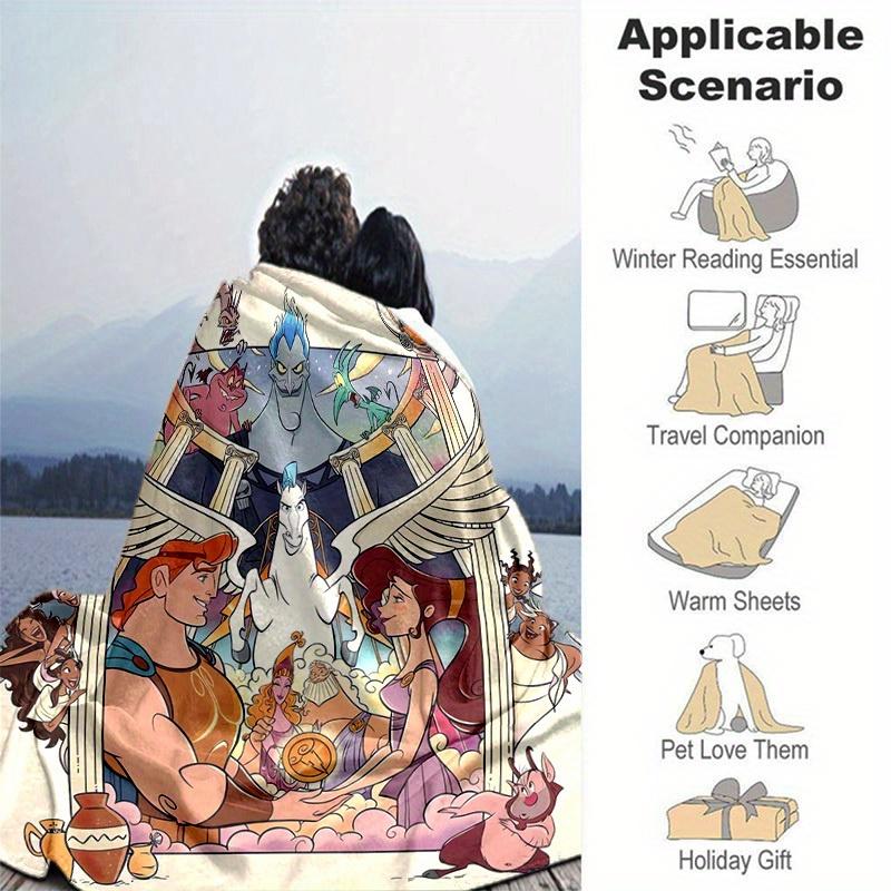 1pc Hercules & Megara, Disney's Hercules, Home Decor Blanket, Throw Blanket, Gift Idea, Flannel Blanket, Perfect for Bedroom, Living Room, Travel, Cam