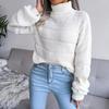 Women Autumn Winter Causal Turtleneck Long Sleeve Cutout Bottom Knit Sweater S-L