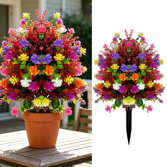 Artificial Camellia Topiary Ball Tree with Spike UV Resistant Faux Camellia Shrubs Realistic Fake Plants Bushes for Indoor Outdoor Home Garden Yard