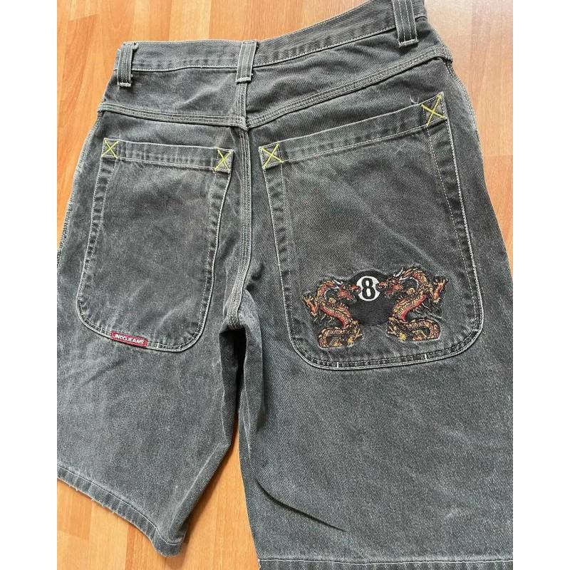 Y2K JNCO Denim Shorts Baggy Hip Hop Gothic Harajuku Basketball Men