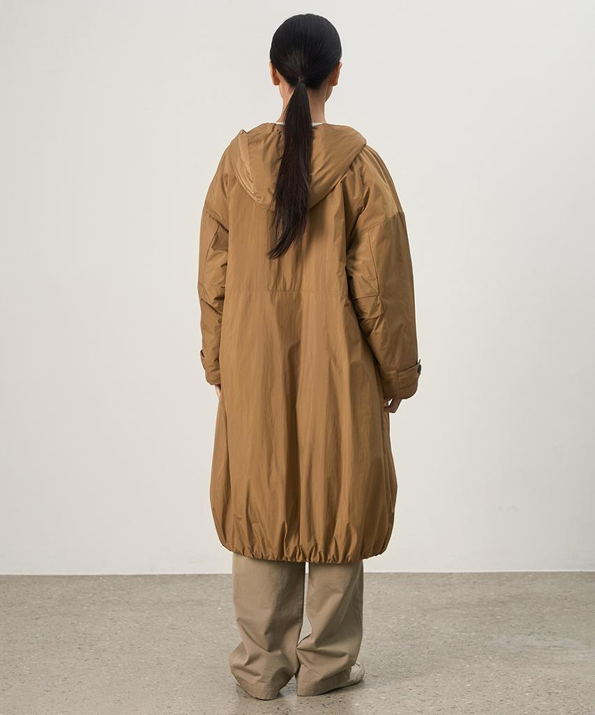 Rough Side White Label Under Puff Coat Camel