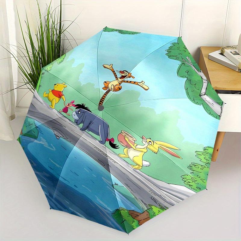 1 Auto Open Tigger, Eeyore Themed Colorful 8 rib Portable Umbrella for Men and Women, A Compact Commuting Companion Suitable for Daily Drink