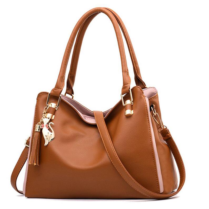 Большая Вместительная Кожаная Сумка Для Женщин Простая Темпераментная Сумка С Кисточкой Сумки Кроссбоди Сумки На Плечо MIT