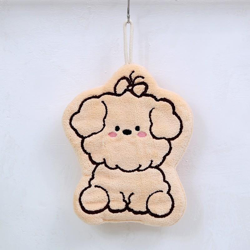 Щенок из кораллового флиса, ручное полотенце, подвесной тип, кухонная тряпка для ванной комнаты, двухслойная утолщенная мультяшная портативная нелиняющая носовая салфетка