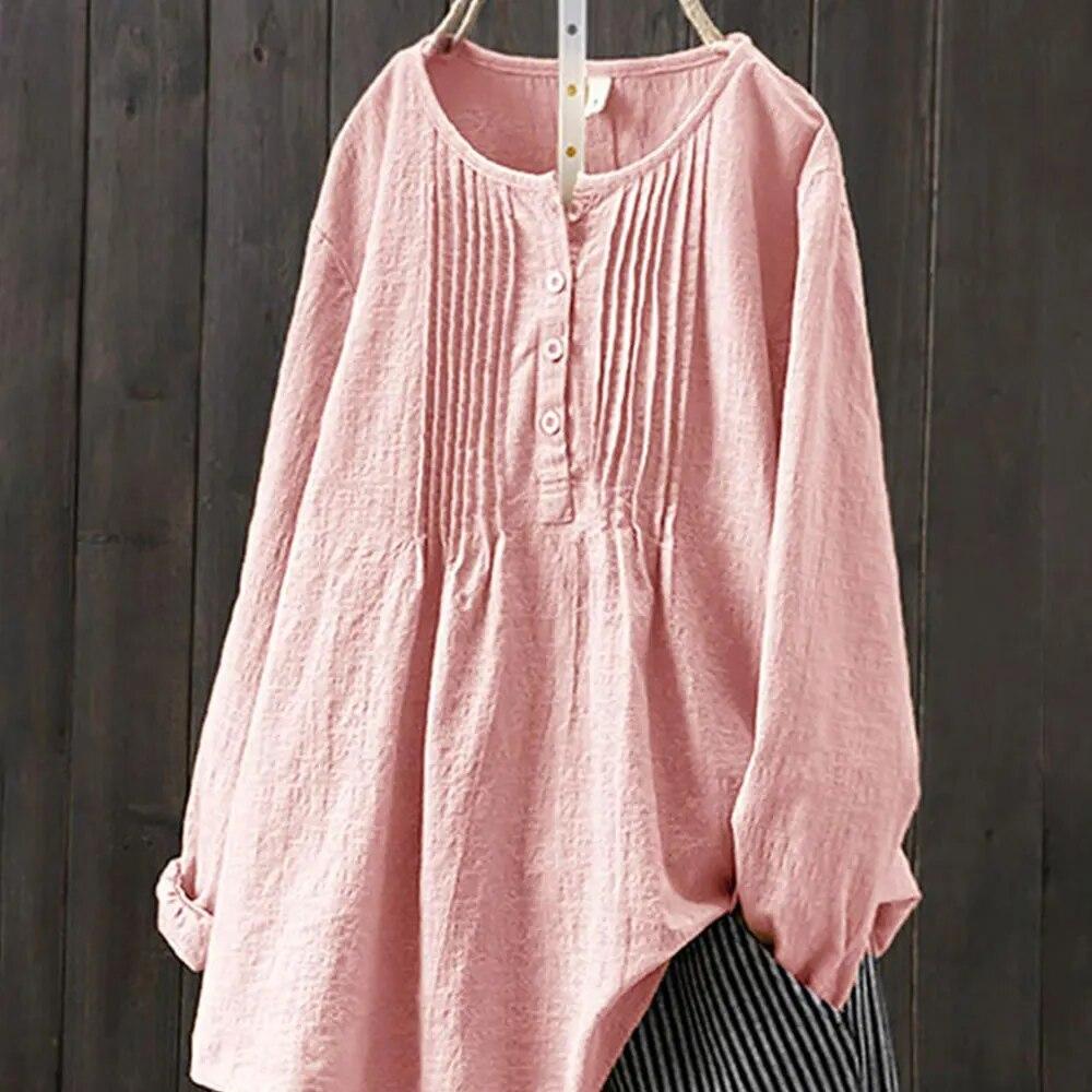 Women Autumn Casual Long Sleeve O Neck Loose Blouse Vintage Harajuku Solid Shirt Oversized Tops