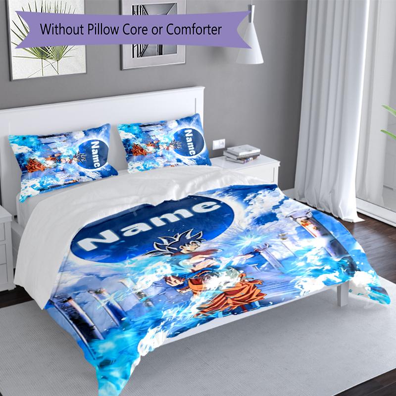 3pcs Custom Name Dragon Ball Set,Includes 1 Duvet Cover and 2 Pillowcases,All-season Bedroom Decor