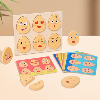 Игрушки Монтессори для малышей, Деревянная развивающая игра-головоломка «Яйцо с эмоциями», Игра на сопоставление эмоций, Игра для взаимодействия родителя и ребенка